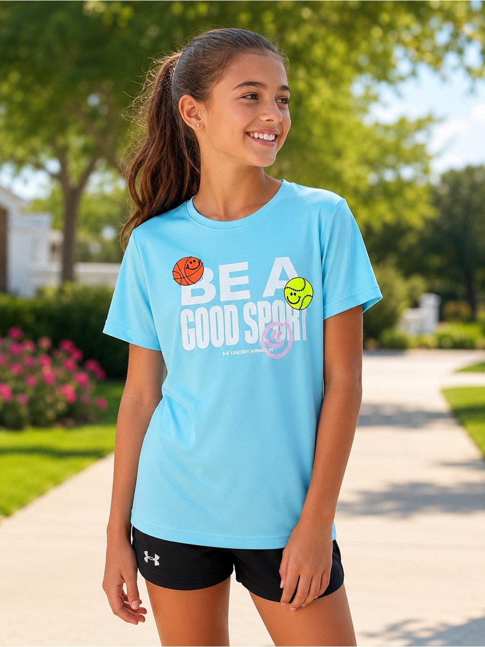 Under Armour Be A Good Sport Tech Tee, Girls size M, NWT